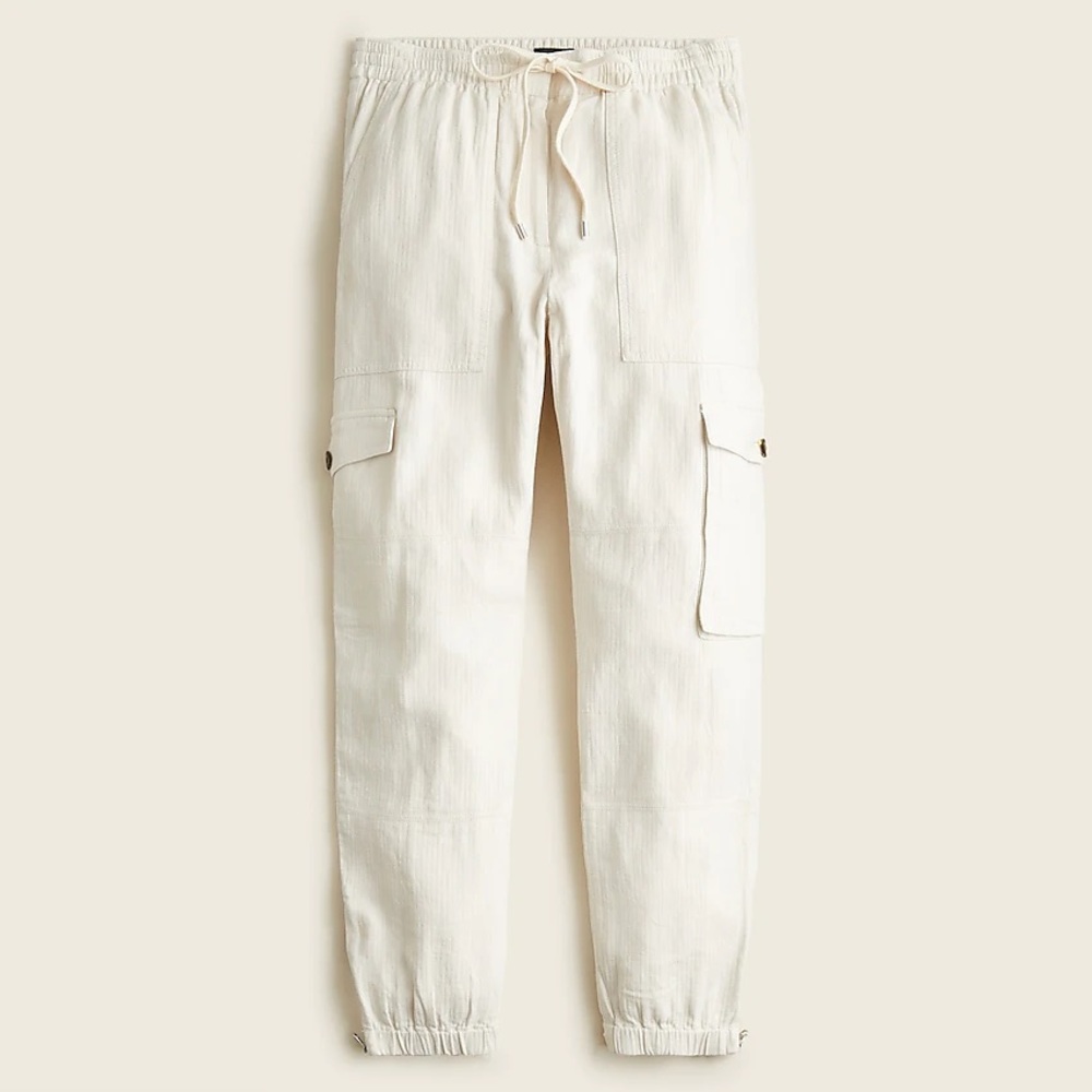 J.Crew Tie-waist linen-blend cargo pants BG122